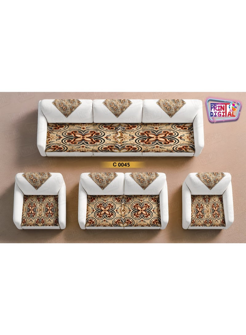 طقم  بياضات رمضان قطيفة طباعة ديجيتال 10قطع ( كنبة 3 - كنبة 2 - 2 كرسى - 6 ق مناديل  )